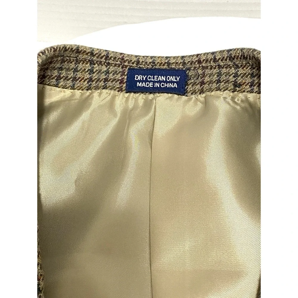 Meeting Street Men46R Blazer Lambswool Cashmere Houndstooth Sport Coat Tan Brown